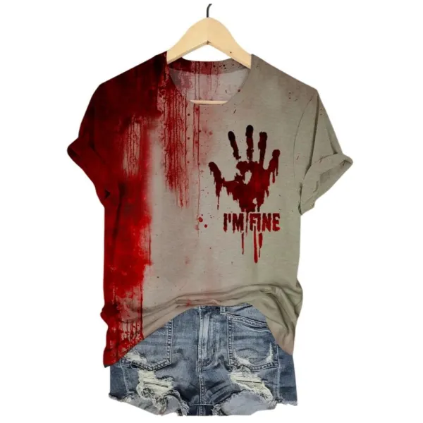 2025 Halloween I Am Fine Art Print Printed T-shirt