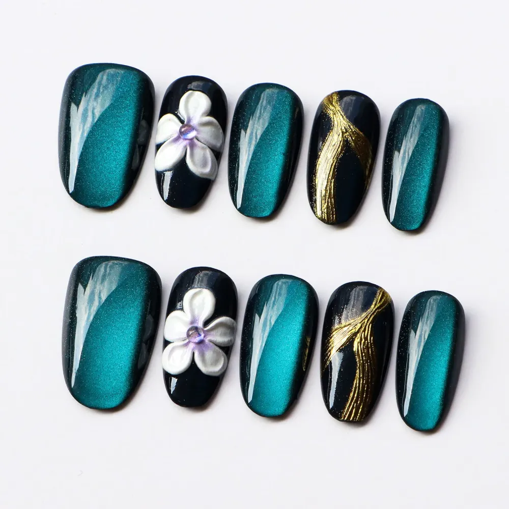 Nailhour 30Pcs Multicolor French Short Oval Press On Nails