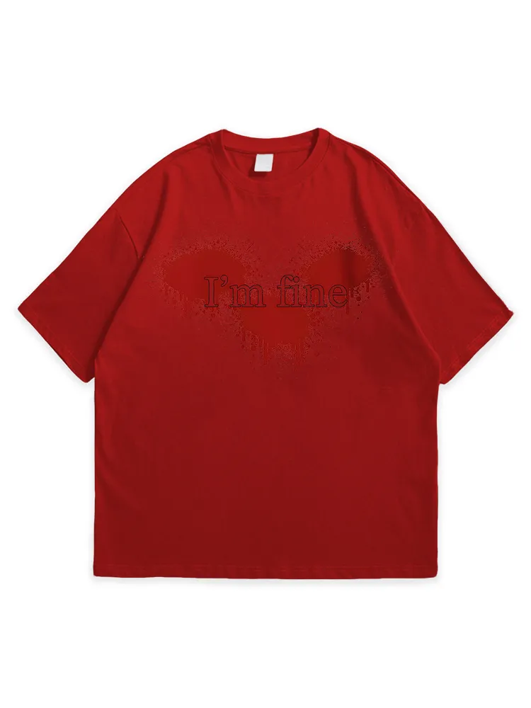 Men'S Halloween I'M FINE Daily Leisure Round Neck  T-Shirt