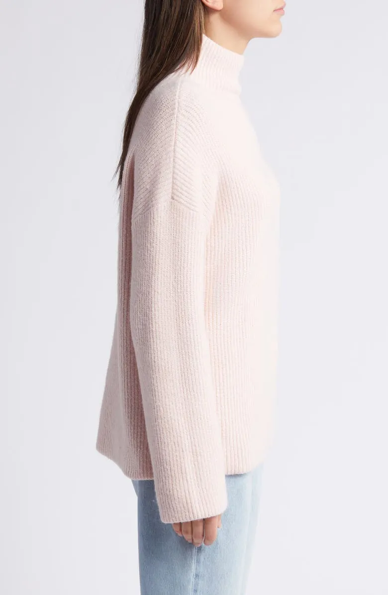 Relaxed Turtleneck Cotton Blend Sweater
