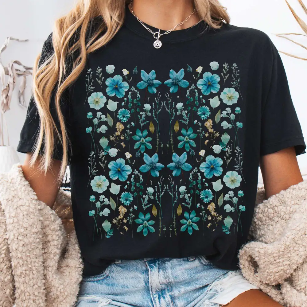 Vintage Turquoise Wildflower Tee