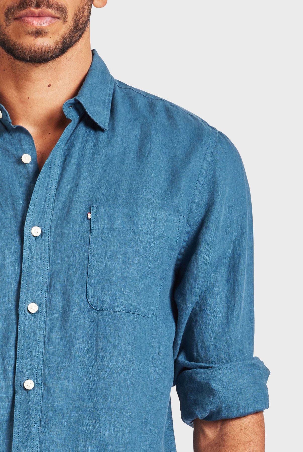 Hampton Linen Shirt-Smoke pine