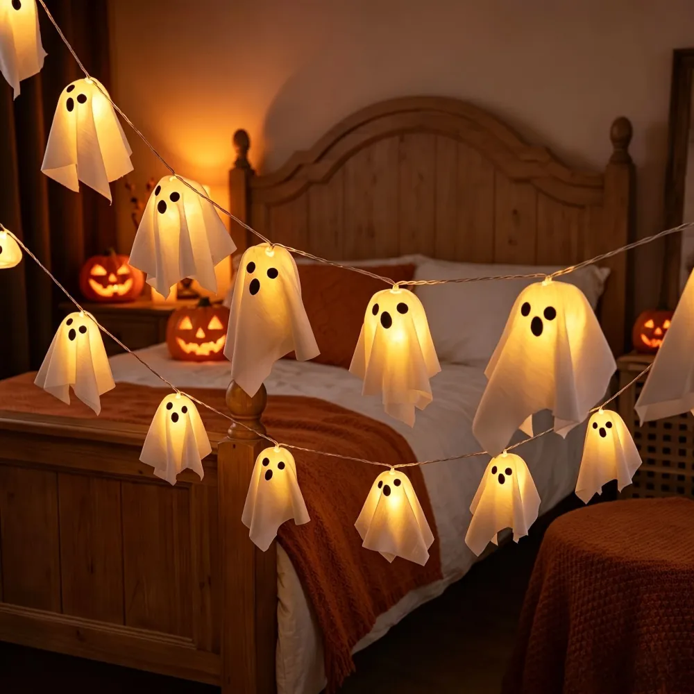 Halloween Screaming Ghost LED String Lights Horror Atmosphere Pendant