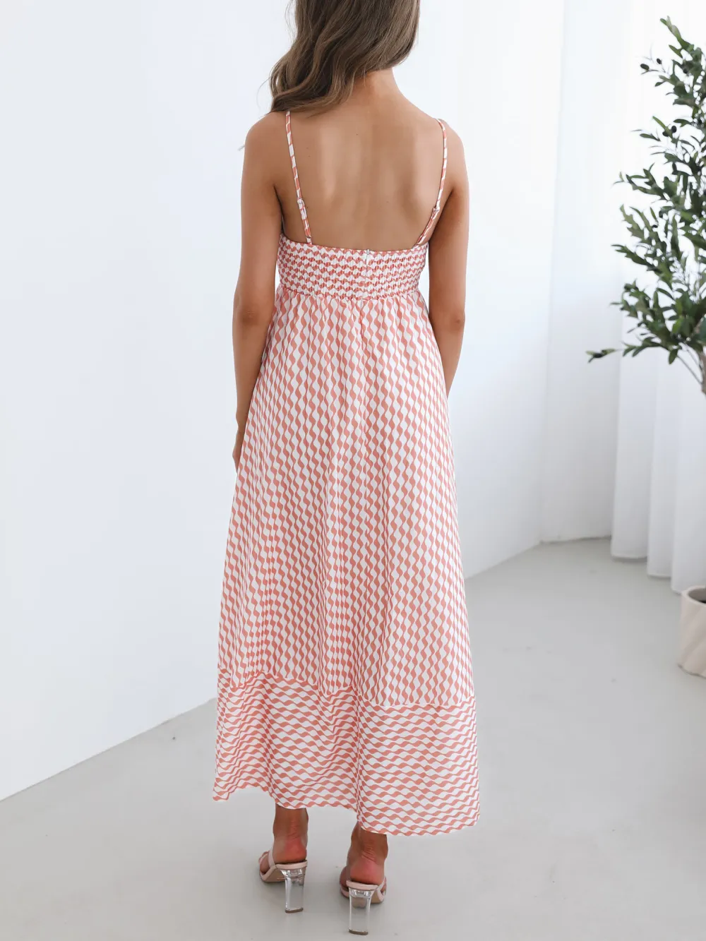 Orange Print Casual Style Dress