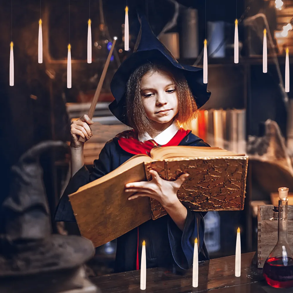 Flameless Candles with Magic Wand Remote for Halloween Decor