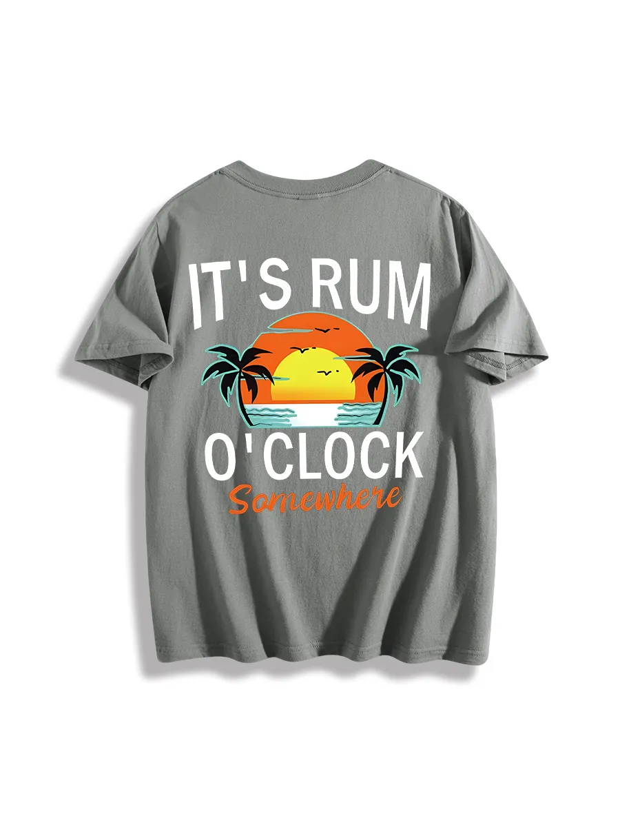 Rum Time Sunset Themed Graphic T-Shirt