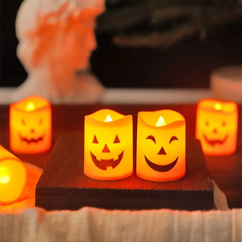 6Pcs Halloween Ghost Pumpkin Electronic Candle Decorative Light