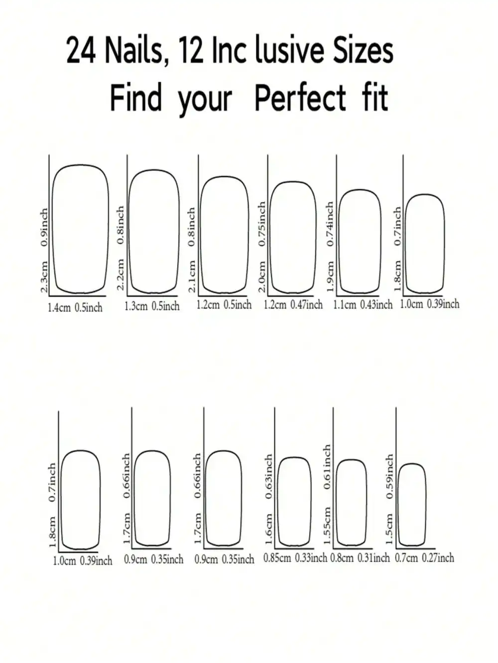 Nailhour 24pcs Rhinestone Daily Medium Square Press On Nails