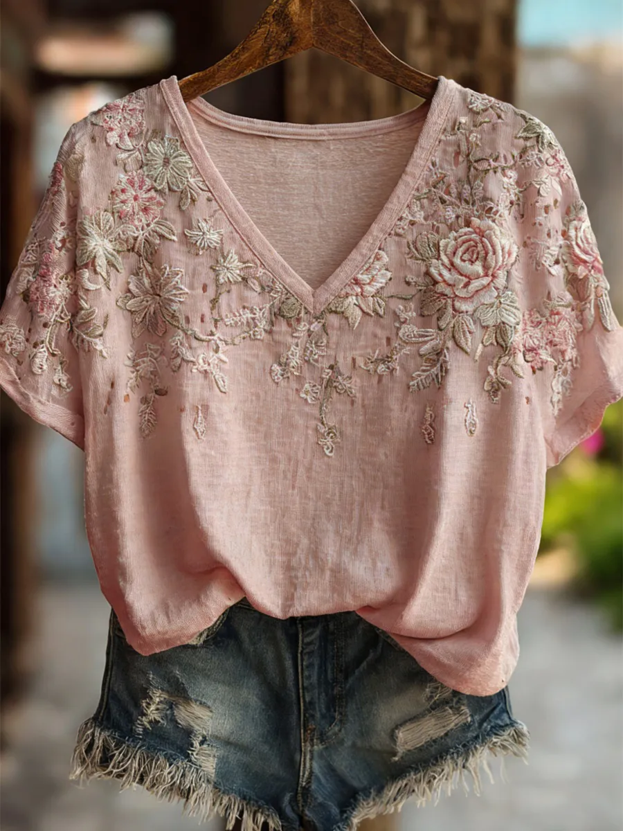 Vintage Floral Women's V-Neck T-Shirt