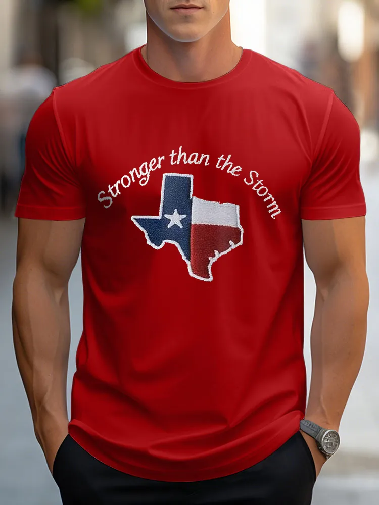 Men'S Casual Style Srong Than The Storm Simple Round Neck Slim Fit T-Shirt