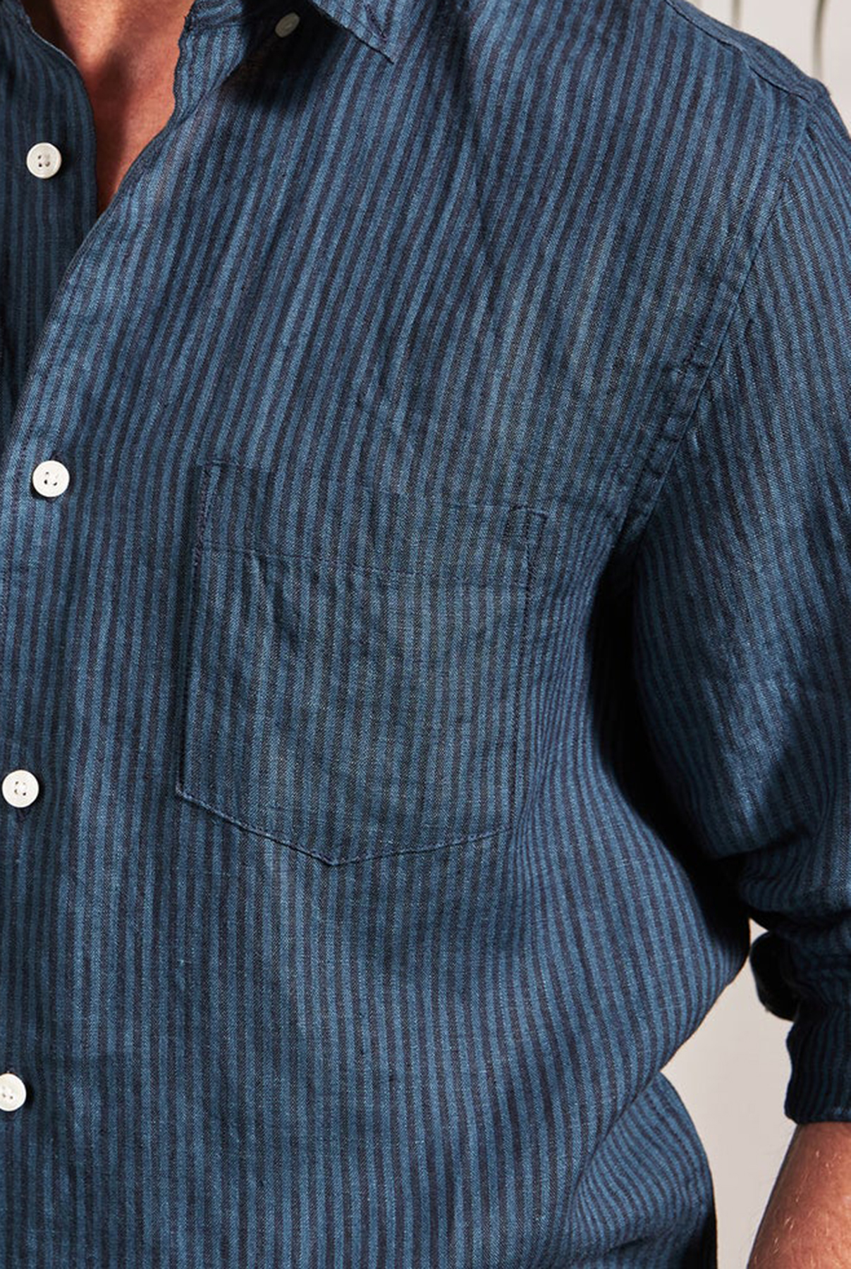 Rory Linen Shirt-Bluegrass/navy