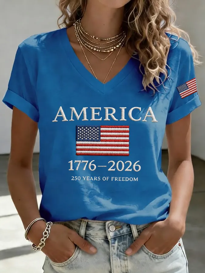 Women'S 250Th Anniversary Independence Day Printed T-Shirt