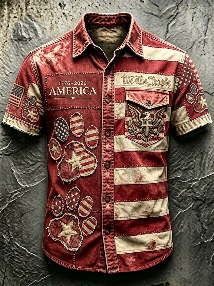 Men'S 250Th Anniversary National Paw Prints Faith Print  Shirt