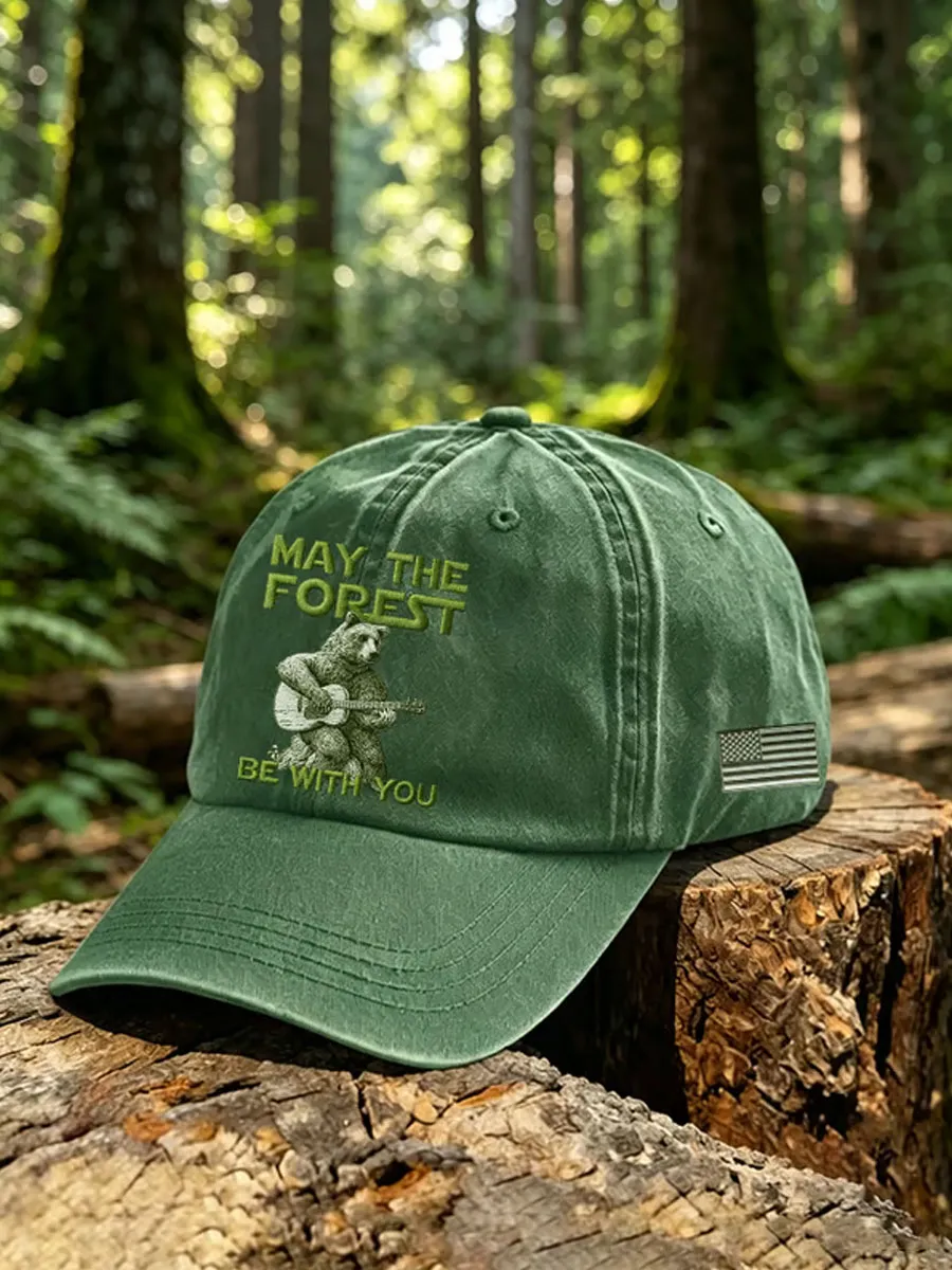 Unisex Vintage May The Forest Be With You Printed Hat
