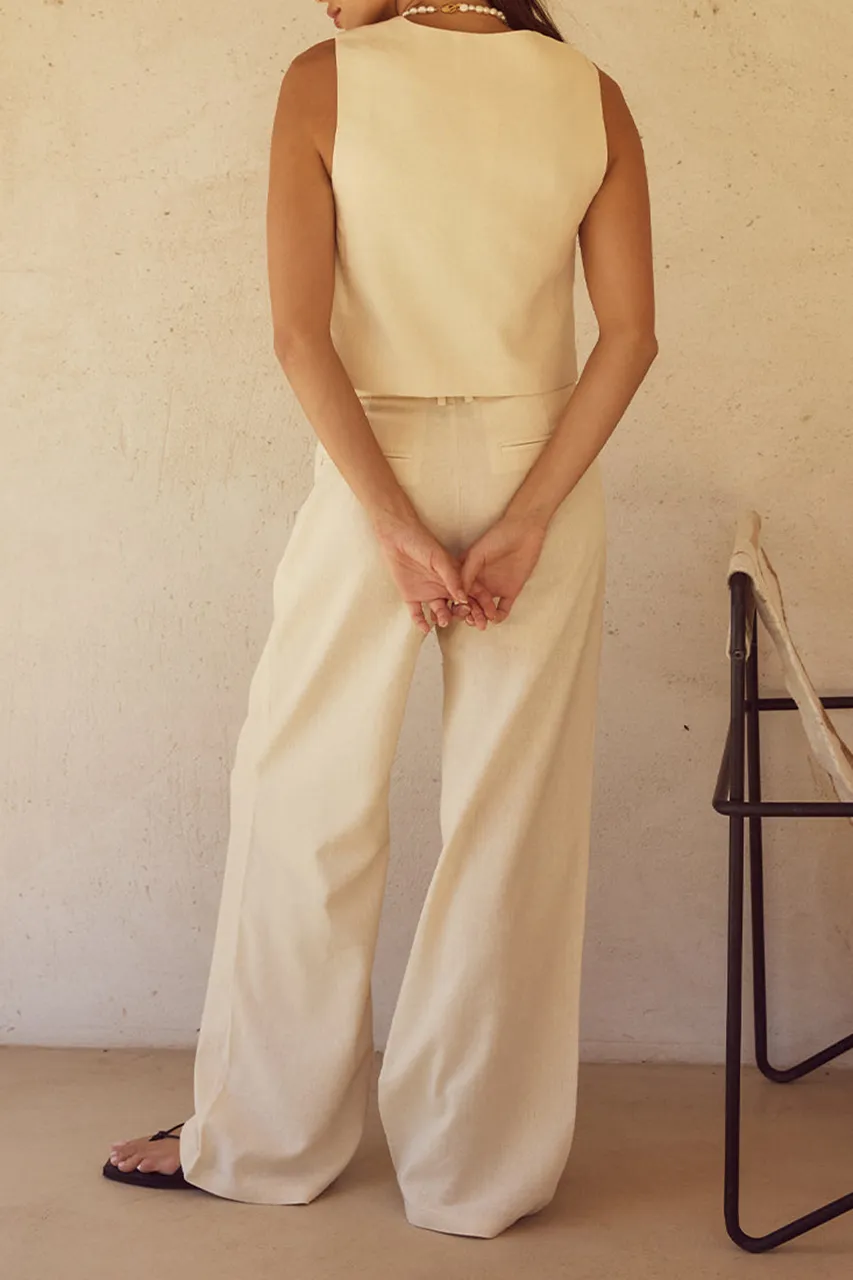 Solid Color Straight Leg Tailored Pants