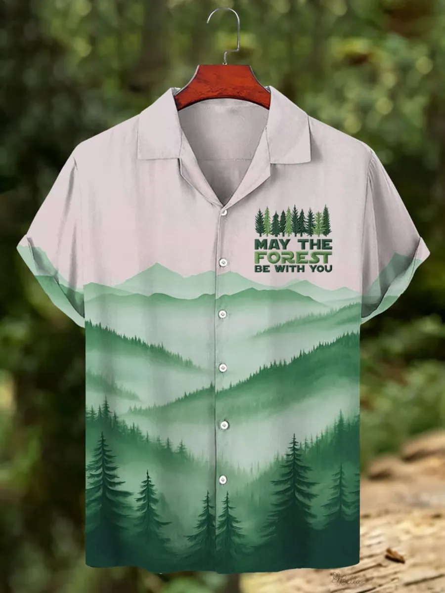 Men's May The Forest Be With You Print Short-Sleeve Shirt