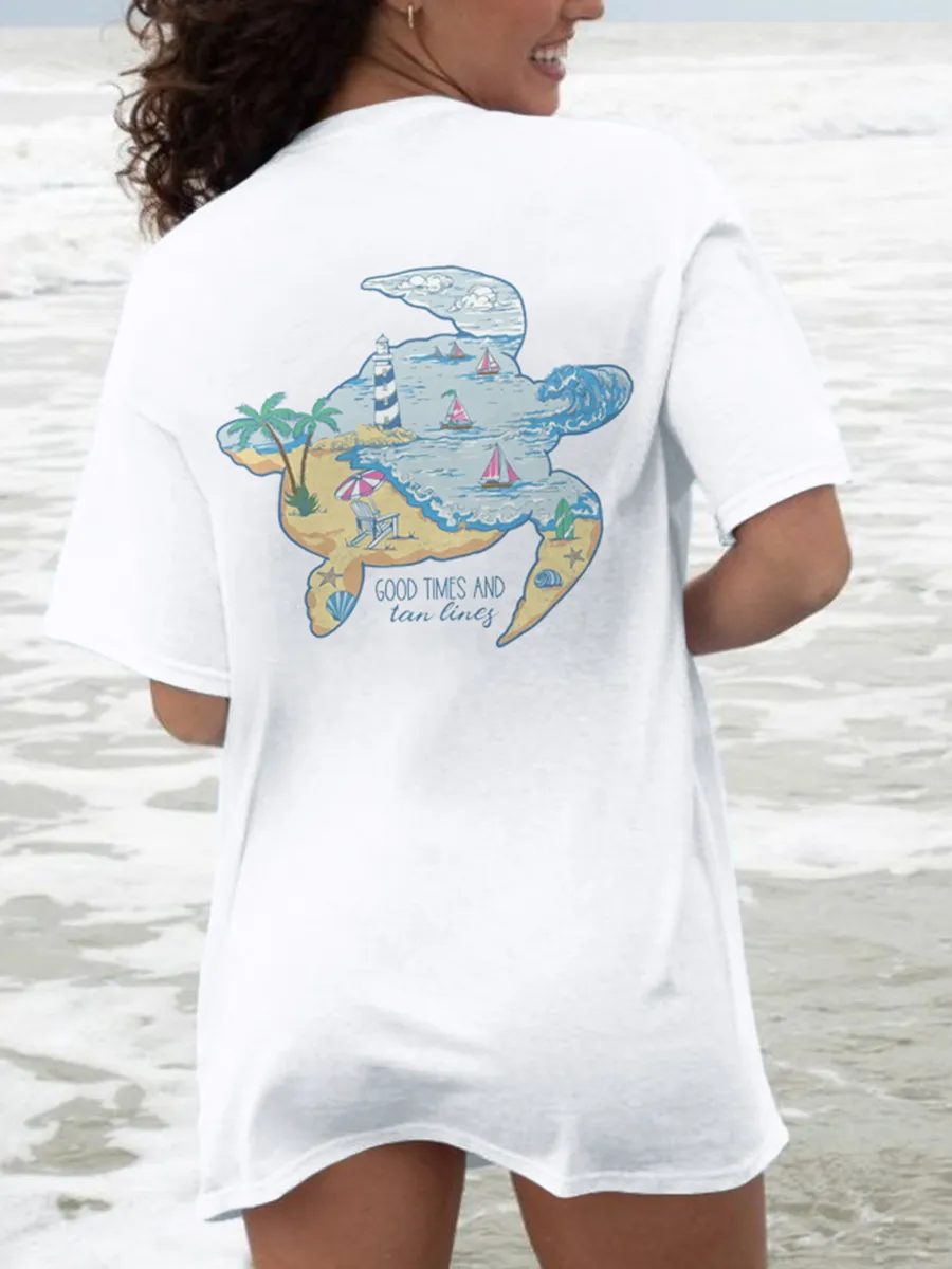 Tropical Patterned Sea Turtle Tee