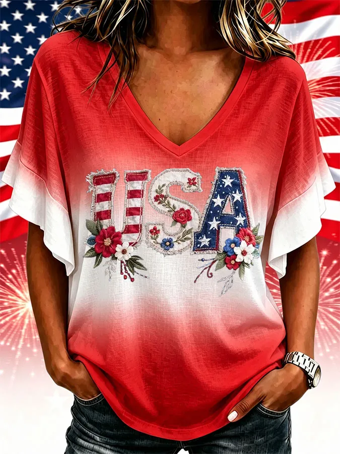 Women's USA 250th Anniversary Casual Printed Top
