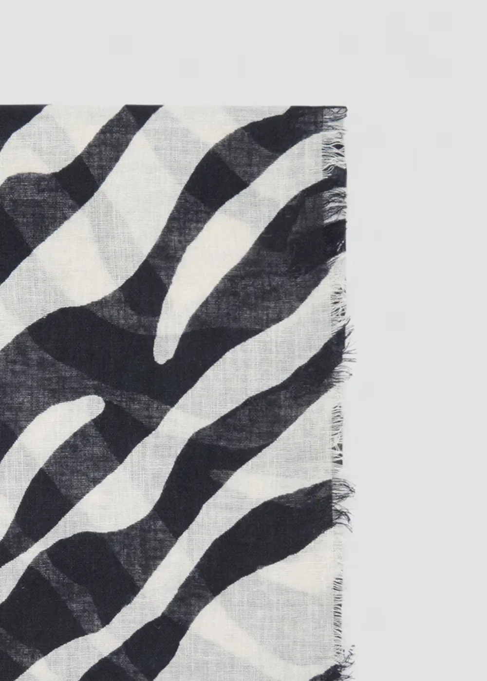 Black Casual Style Zebra  Print  Scarf