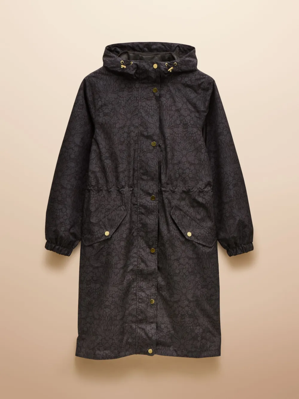 Black Waterproof Foldable Raincoat With Hood