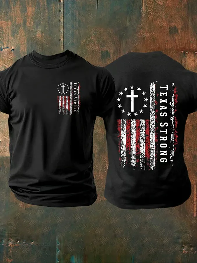 Men's Texas Strong Printed Round Neck T-Shirt