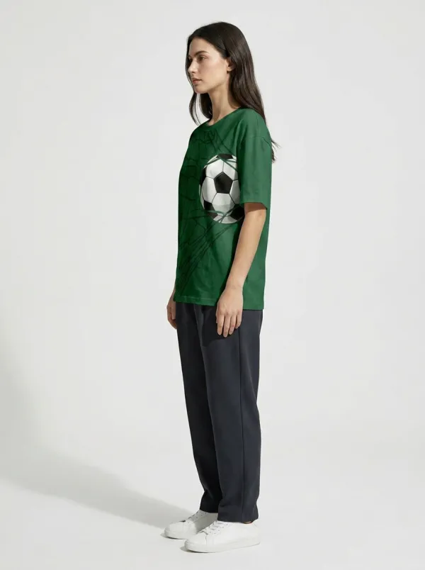 Women's Soccer Fan Goal Net Ball Printed T-shirt