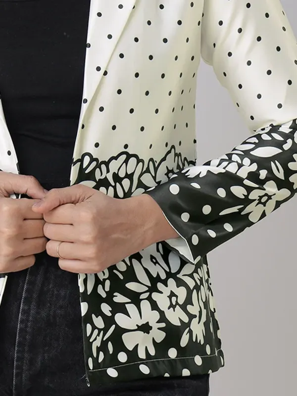 Classic And Fashionable Black And White Polka Dot Women's Jacket