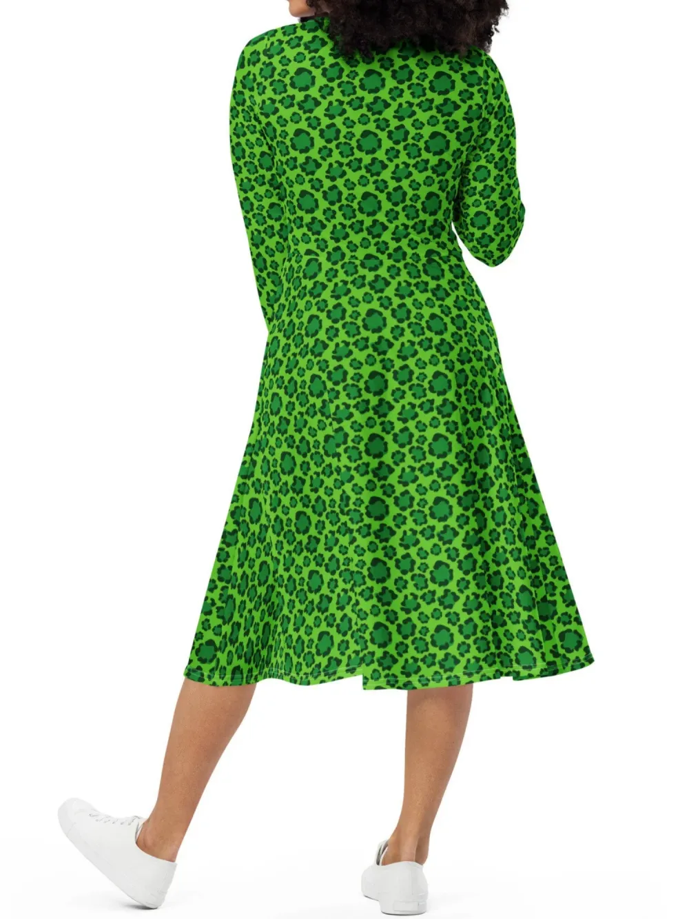 Pocketed Leopard Print Dress