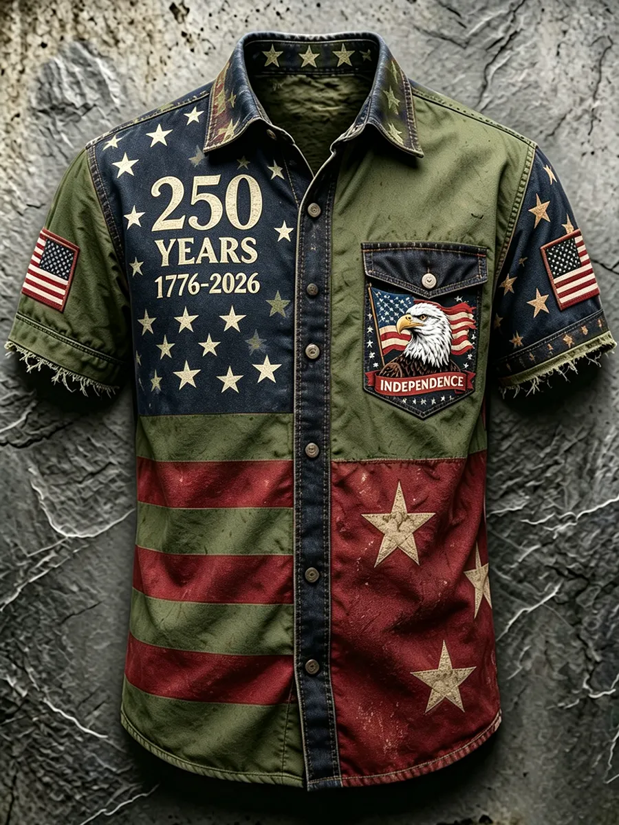 Men's 250th Independence Day Eagle Vintage Denim Shirt