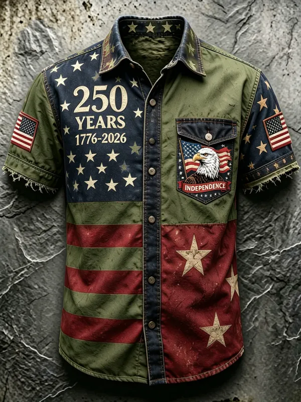 Men's 250th Independence Day Eagle Vintage Denim Shirt