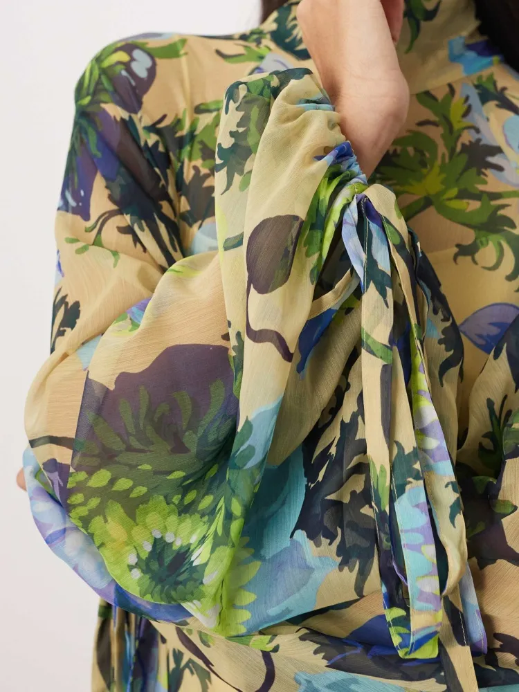 Floral High Neck Maxi Dress