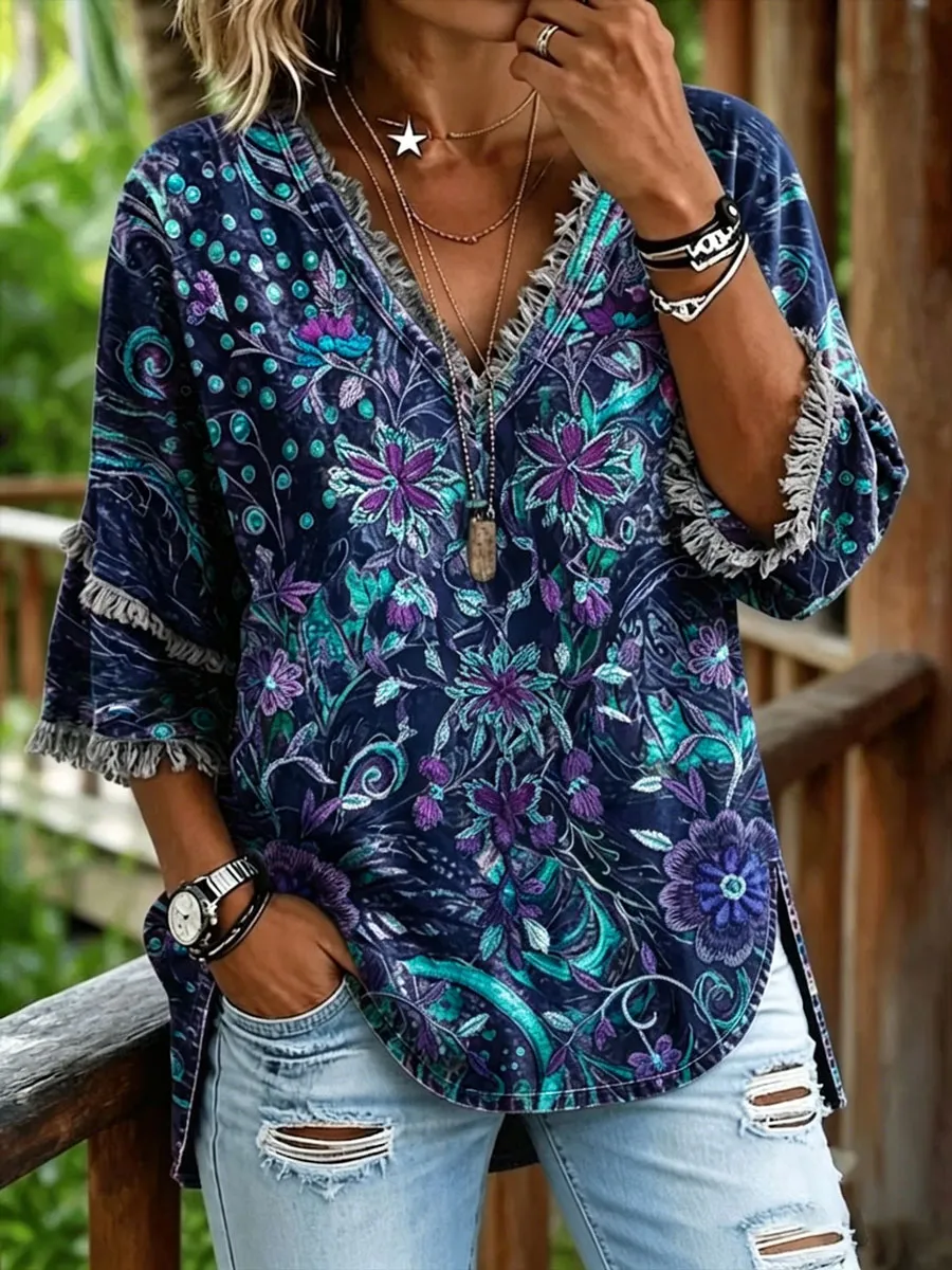 Women'S Casual Floral Print Top