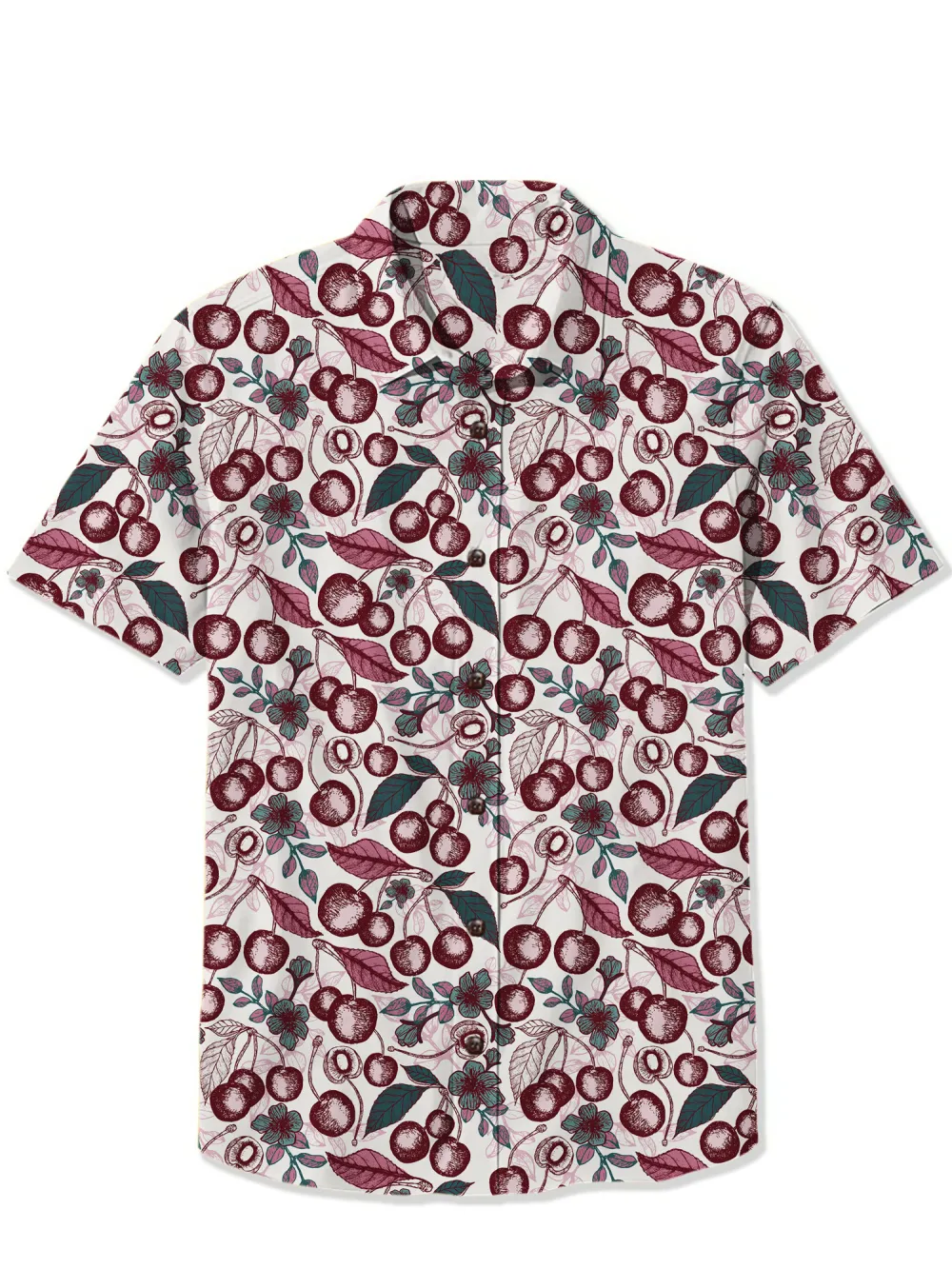 Retro Cherries Flavor Cream Purple Teal Tone - 100% Cotton Shirt