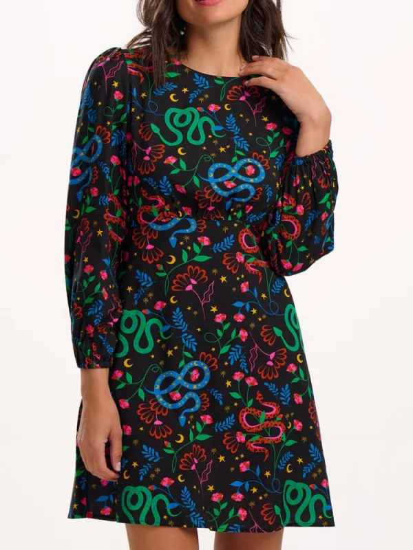 Print Long Sleeve Mini Dress