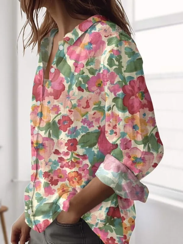 Vintage Watercolor Floral Shirt