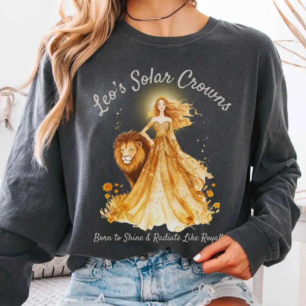 Leo's Solar Crowns Zodiac Long Sleeve Tee