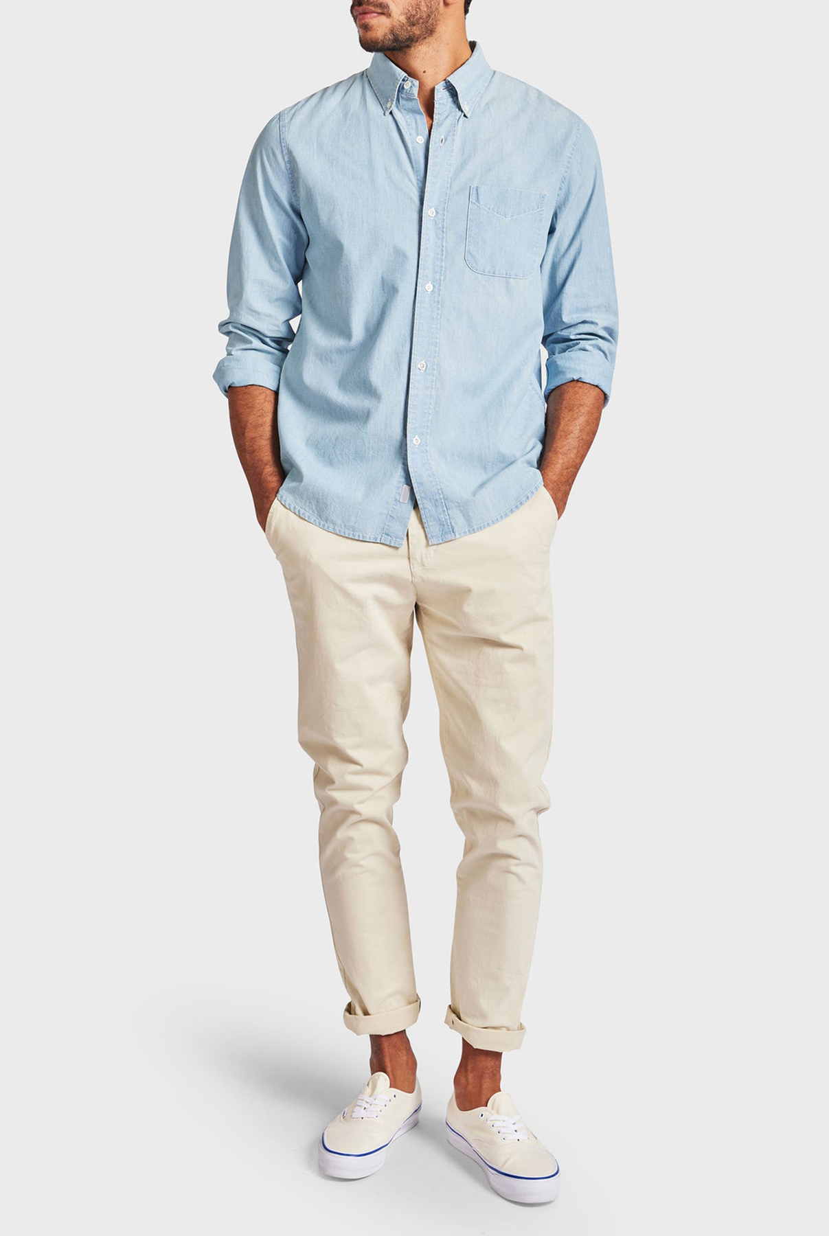 Hoss Chambray Shirt- Light indigo