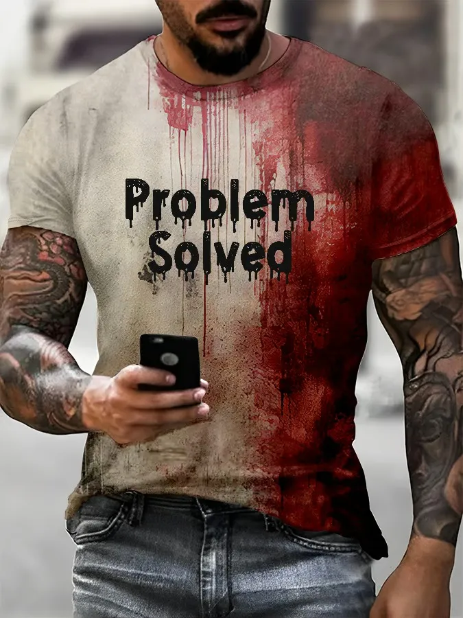 Men'S Bloody Problem Solved Halloween Print T-Shirt