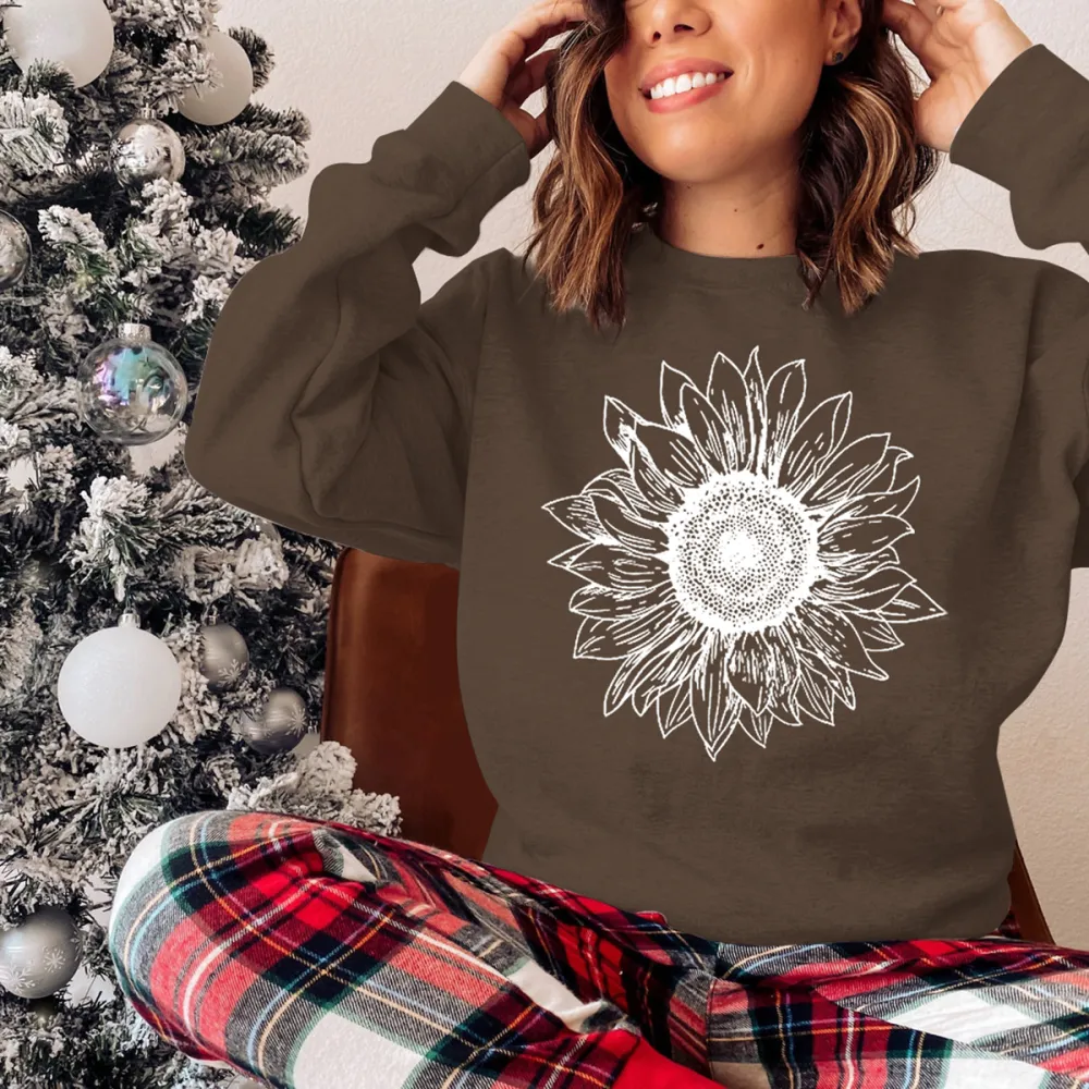 Sunflower Patterned Casual Sweatshirts