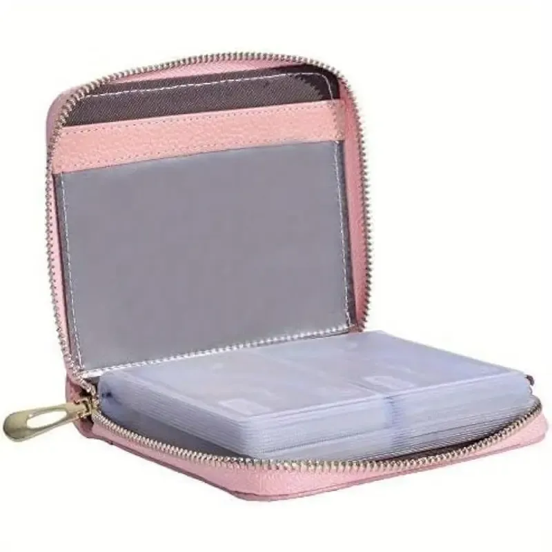 Womens Credit Card Holder Wallet Zip Leather