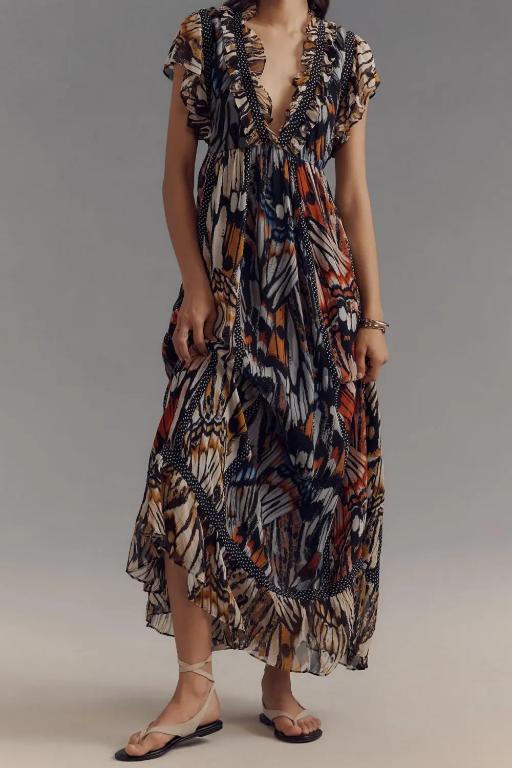 Short-Sleeve V-Neck Midi Dresses