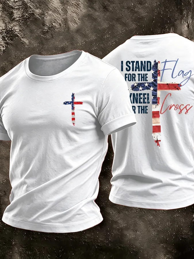 Men'S American Faith Flag Printed Casual T-Shirt