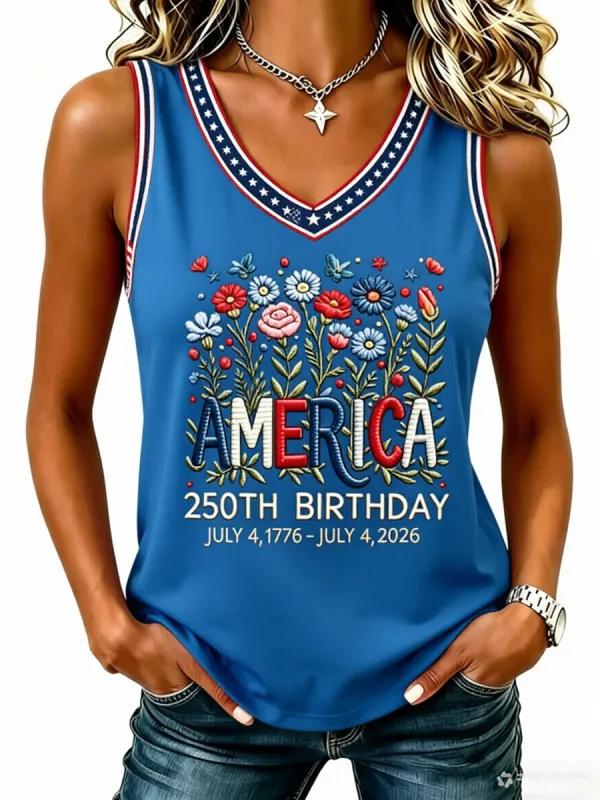 Women'S 250Th Anniversary US V-Neck Tank Top