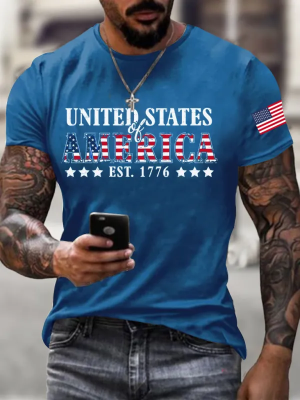 Men'S 250Th Anniversary United States of America Printed Casual T-Shirt