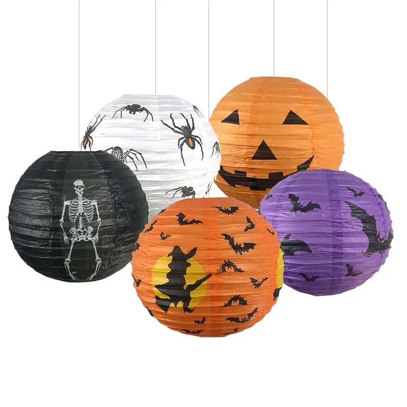 2026 Halloween Pumpkin Paper Lantern Decorations Party Setup（26*26*0.3CM)