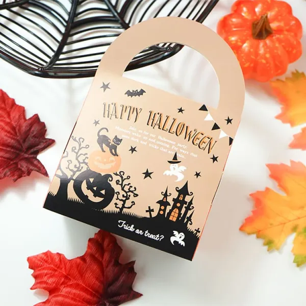 5Pcs Happy Halloween Candy Packaging Box/Cookie Tote Bag
