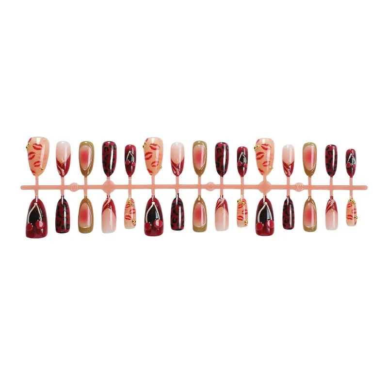 Nailhour 30Pcs Gilded 3D French Medium Almond Press On Nails