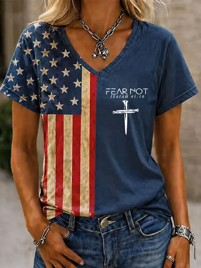 Women'S Faith Flag Printed T-Shirt