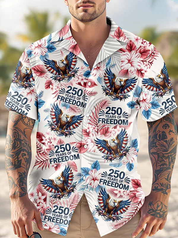 Men's  250 Years Day Printed Casual Collar Shirt