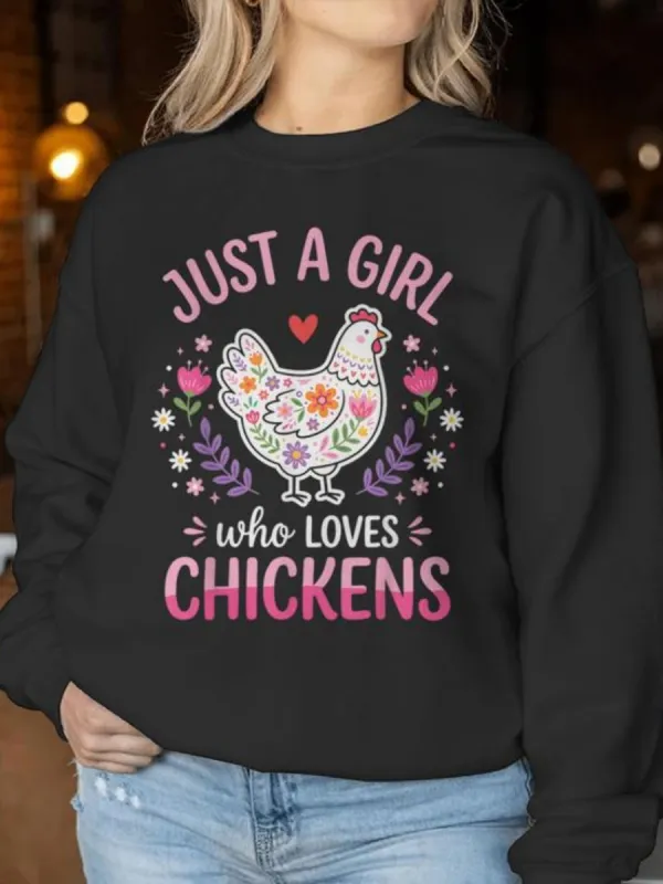 Floral Chicken Printed Sweatshirt